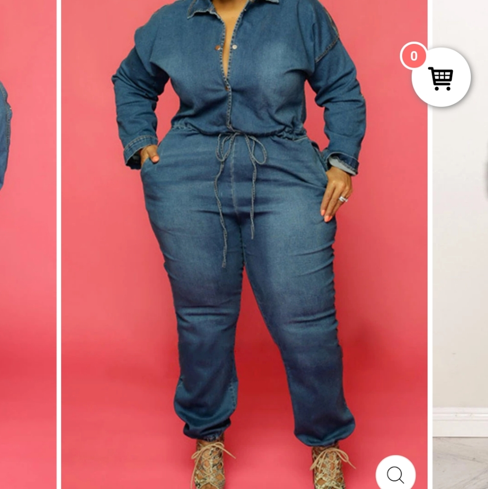 Plus Size Women's Denim Jumpsuit